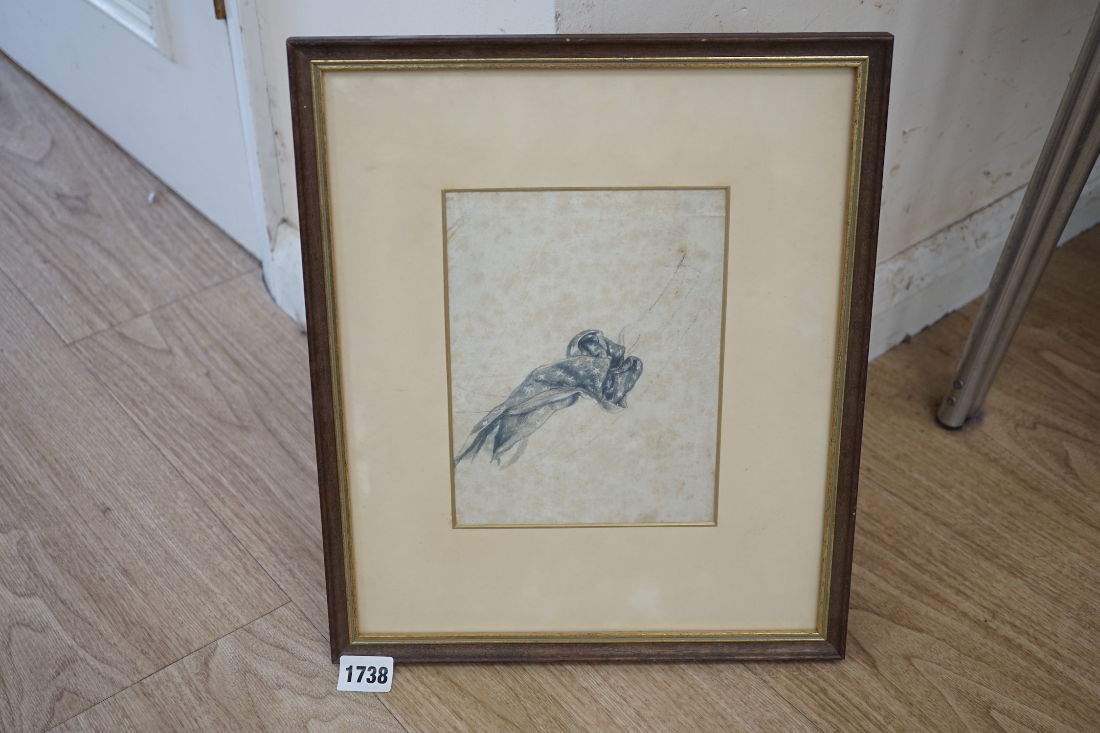 Attributed to George Frederick Watts, pencil and wash, Study of drapery, 19 x 14.5cm